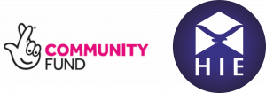 Logos of HIE and the National Lottery Community fund